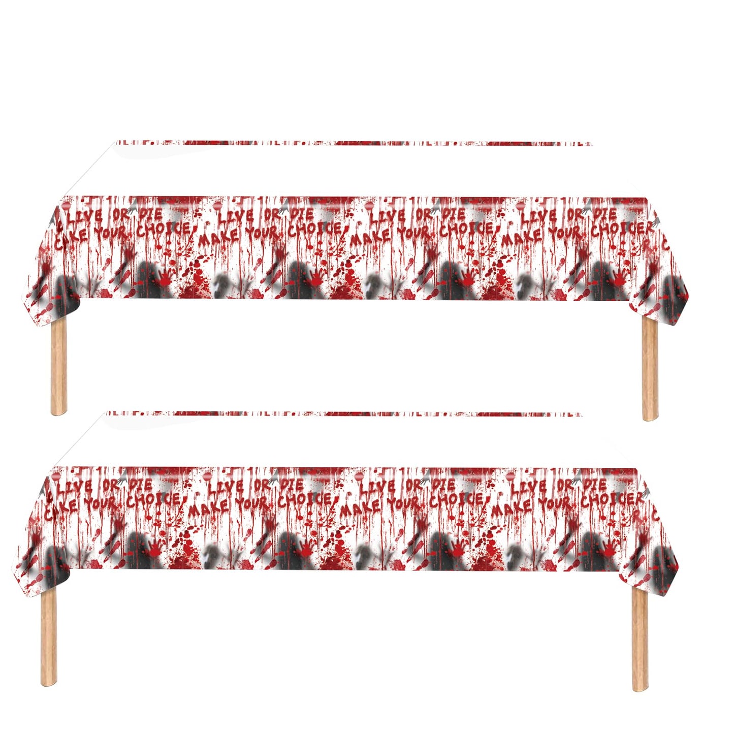 Cracoo Have a Killer Birthday Party Banner Disposable Tablecloth for Halloween Birthday Halloween Bloody Horror Movie (Red)