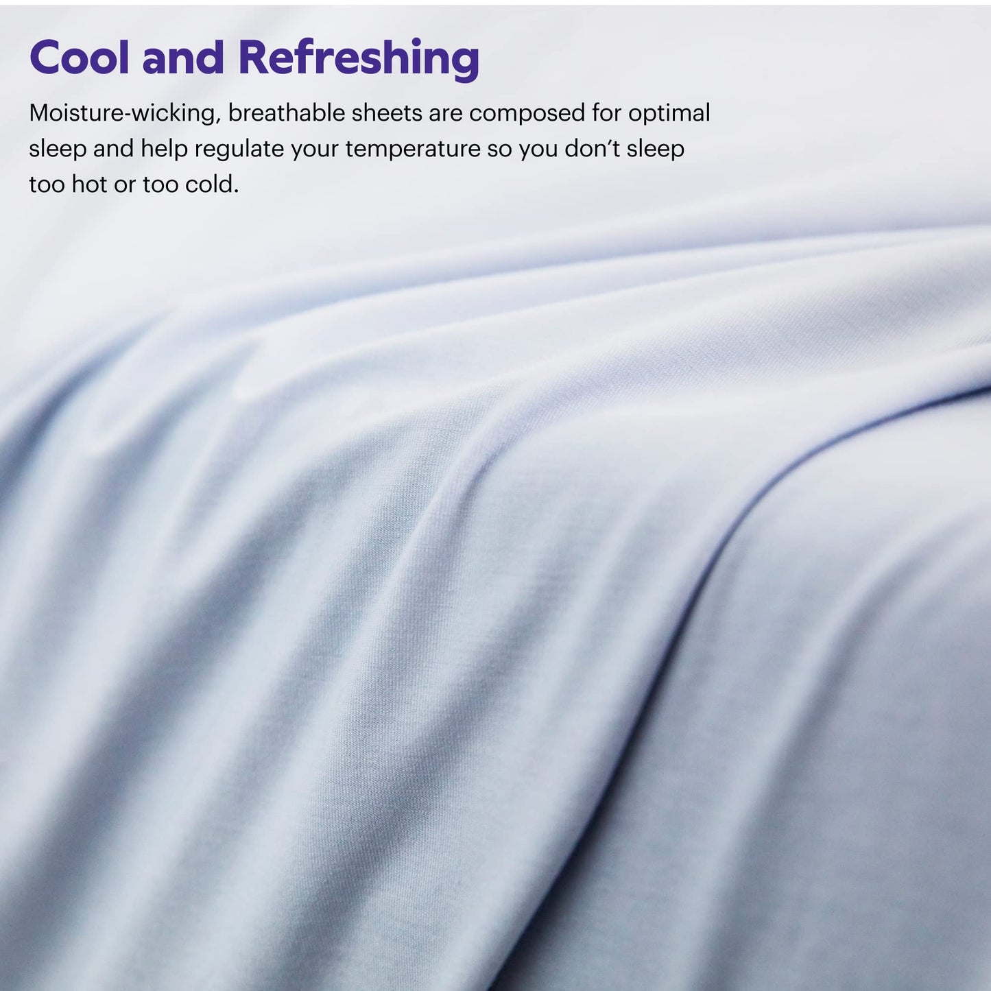 Purple SoftStretch Pillowcase Set, Standard Size, Bamboo Blend, Moisture-Wicking, Silky Smooth, Deep Purple, Fits Most Pillows