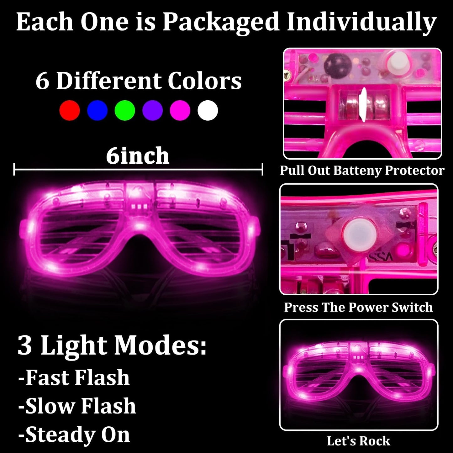 Camlinbo 148 PCS Glow in the Dark Party Supplies- 24 Pcs 16" Foam Glow Sticks, 24 Pcs LED Glasses, 100Pcs Glow Sticks Necklaces Bracelets Light Up Party Favors Pool Party Wedding Concert Halloween