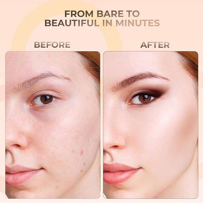 FLAWLESS COMPLEXION KIT (PINK BISQUE) Full Size Mineral Makeup Set Matte Foundation Bare Face Sheer Powder Cover