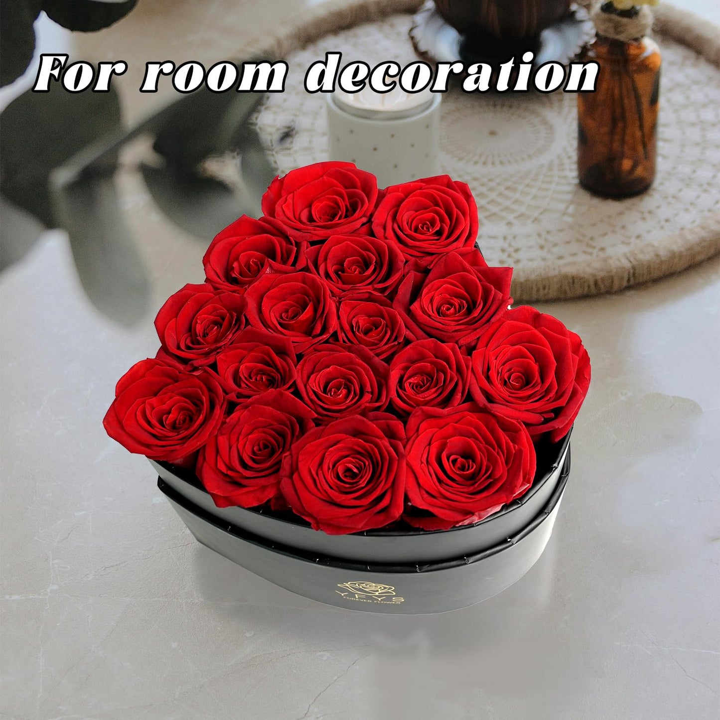 16-Piece Forever Flowers Heart-Shaped Box – Real Immortal Preserved Roses Lasting a Year, Perfect for Birthday, Girlfriend, Mother, or Wife, Valentine Day Gift for Her - Red