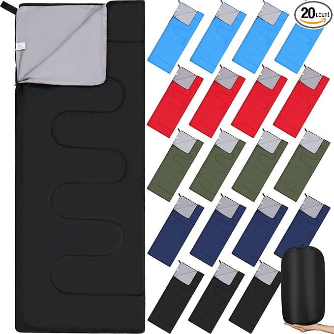 Mixweer 20 Pack Camping Sleeping Bulk 4 Season Cold Weather Sleeping Bag Waterproof Lightweight Compact Sleeping Bag for B...