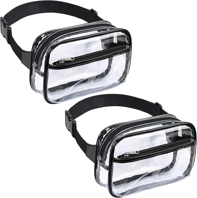 Packism Clear Fanny Pack Stadium Approved - Plus Size Wiast Range 35" - 51", 2 Pack Clear Belt Bag for Women Men Transpare...