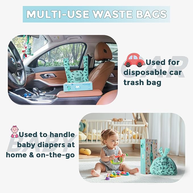 Cat Litter Disposal Bags and Dog Poop Bags with Handle, 360 Counts, Lavender Scented,Corn Starch Based Extra Thick and Guaranteed Leak Proof Poop bags for Kitty and Doggy