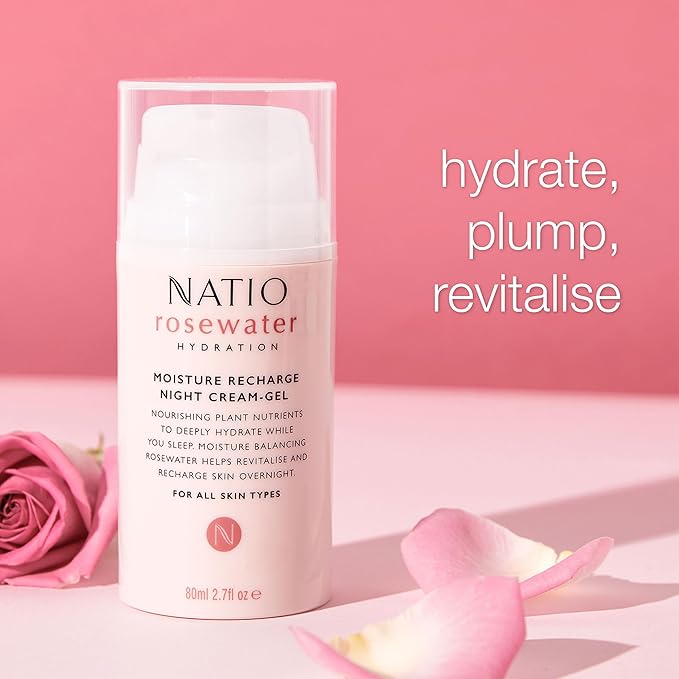 Australia Rosewater Hydration Moisture Recharge Night Cream-Gel, 2.7 oz - Face Moisturizer with Shea Butter - Face Cream for All Skin Types
