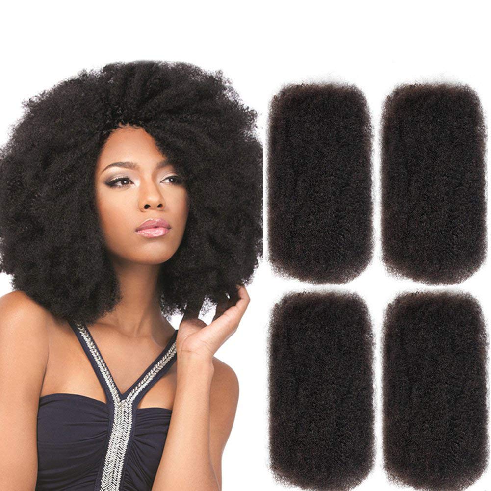 FASHION IDOL Afro Kinkys Bulk Human Hair for Dreadlock Extensions Loc Repair Braiding Twist Tight Afro Kinky Human Hair for Loc