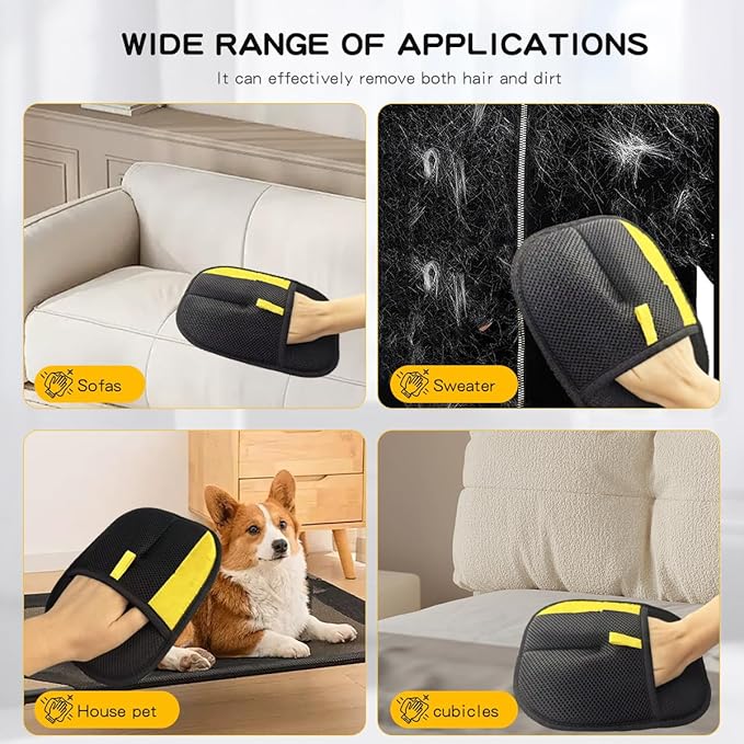 Pet Hair Remover Gloves for Cats & Dogs: 2025 New Upgrade Electrostatic Grooming Washable Reusable Cats & Dogs Hair Removal Gloves for Clean Couch Carpet Furniture Clothes Car Seat