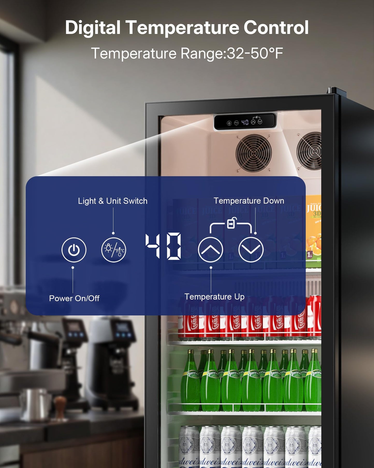 Upstreman Commercial Beverage Refrigerator, 12.1 Cu.Ft Glass Door Display Refrigerator with Soft LED Light and Adjustable Shelves, Merchandiser Cooler for Restaurant, Cafe, Bar, Office