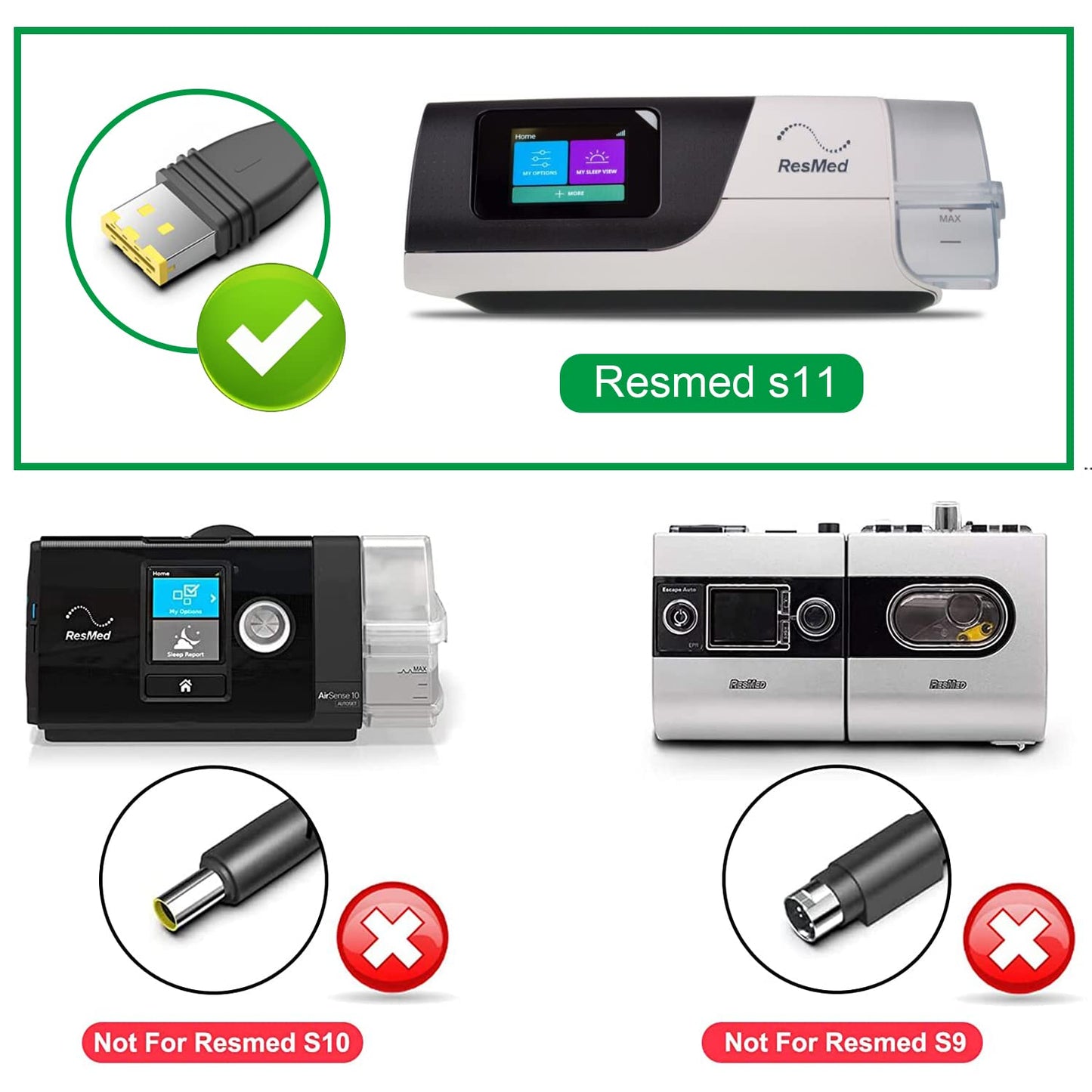 Resmed AirSense 11 DC Converter, TAIFU DC Adapter 12V-24V Car Charger for Resmed Airsense 11 Supplies 65W ResMed AirSense 11 AutoSet Elite CPAP Air11 39205 E1399 CPAP Machines Power Supply Cord