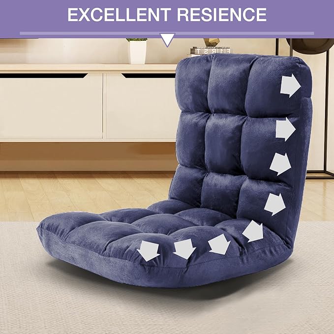 FLOGUOR Indoor 5-Position Adjustable Floor Chair with Back Support Folding Padded Gaming Sofa Chair, Lounge Chair for Adults Video Gaming, Perfect for Meditation, Reading QL050-NA