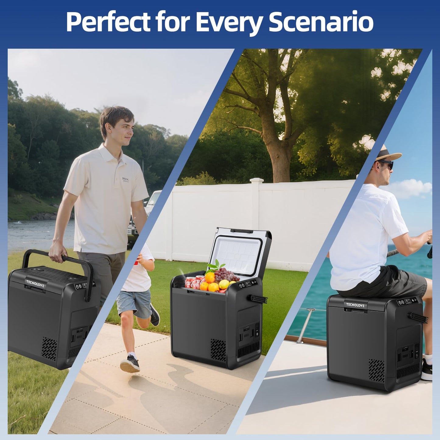 Tecnolove Car Refrigerator Freezer, 22QT Car Fridge Compressor Cooler for Vehicle Use, Dual Power 12V/24V DC & 110-240V AC, -4°F to 50°F for Truck, RV, SUV