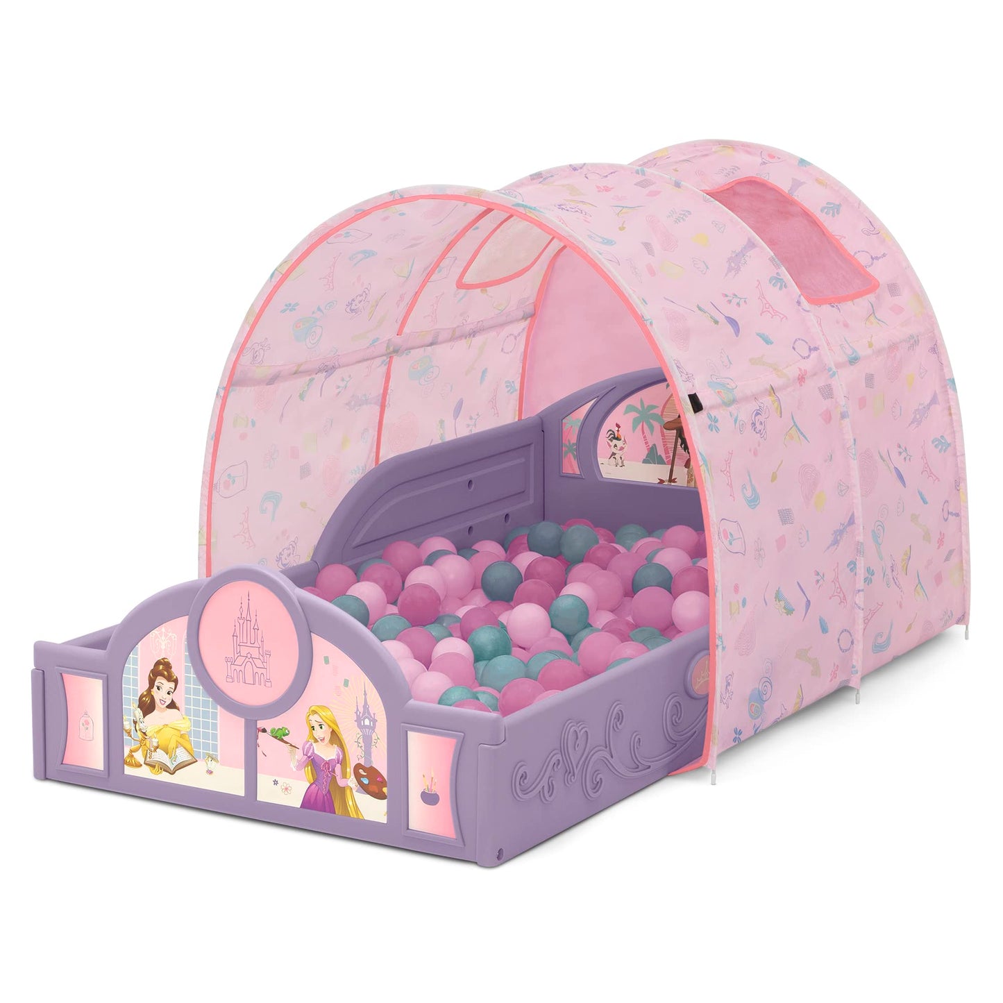 Delta Children - Disney Princess Sleep and Play Toddler Bed with Tent, Purple/Pink