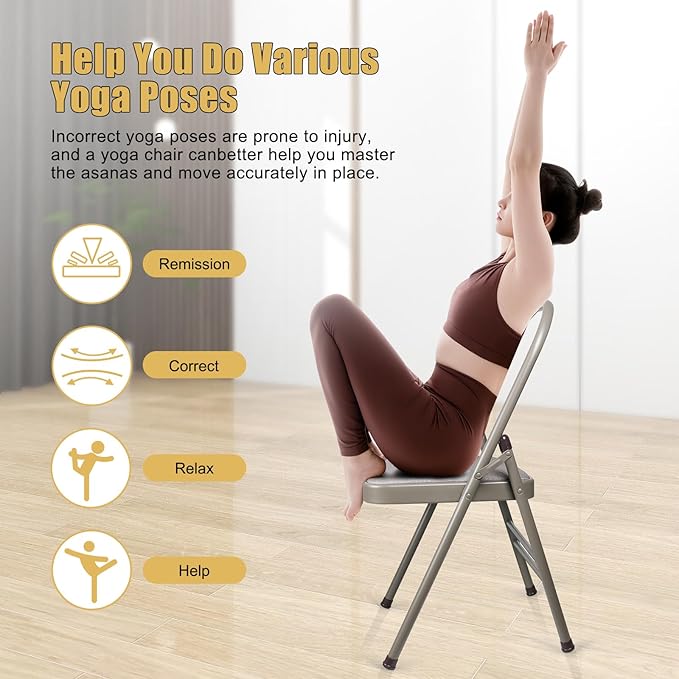 INNOLIFE Modern Minimalist Yoga Chair, Foldable & Space-Saving, 300 lbs Capacity, Grey