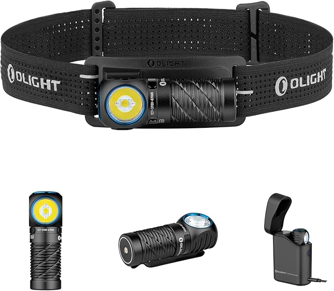OLIGHT Perun 3 Mini Premium Headlamp 1250 Lumens Flashlight with Type-C Charging Box, Rechargeable Headlight with Red Ligh...