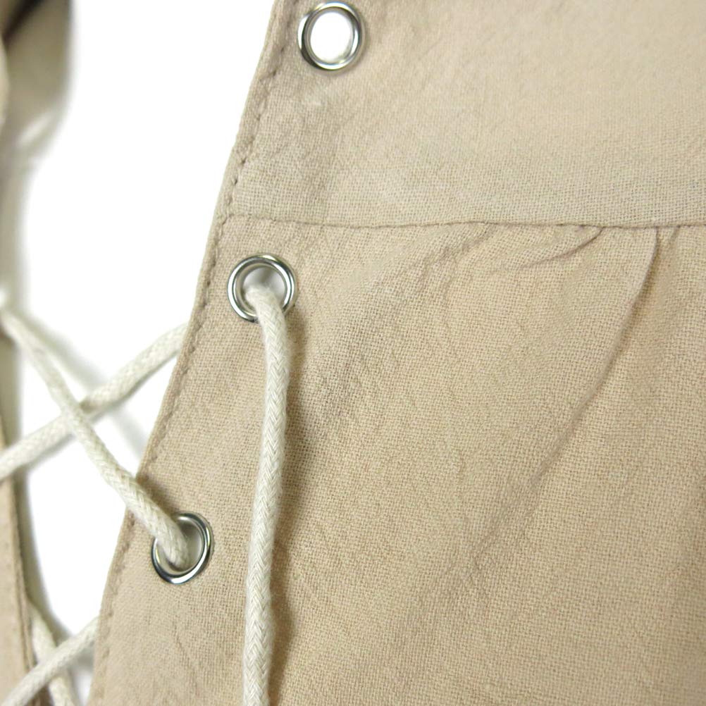 Men's Loose Linen Medieval Gothic Renaissance Shirt Long Sleeve Viking Pirate Mercenary Scottish Costume Beige, Small(Bust 40.0" to 42.5")