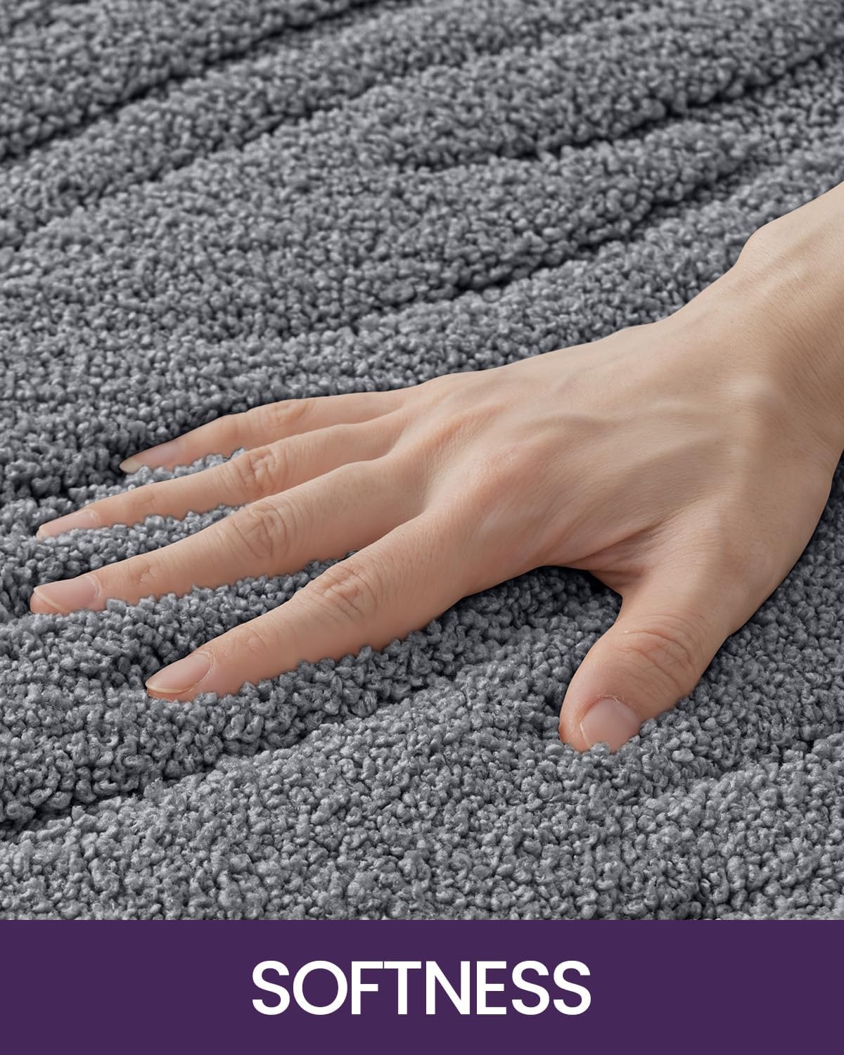 DEXI Bathroom Rugs 24x36, Extra Soft Absorbent Bath Mat, Non Slip Bathmat for Bathroom Floor, Machine Washable Rugs for Shower Floor, Dark Grey