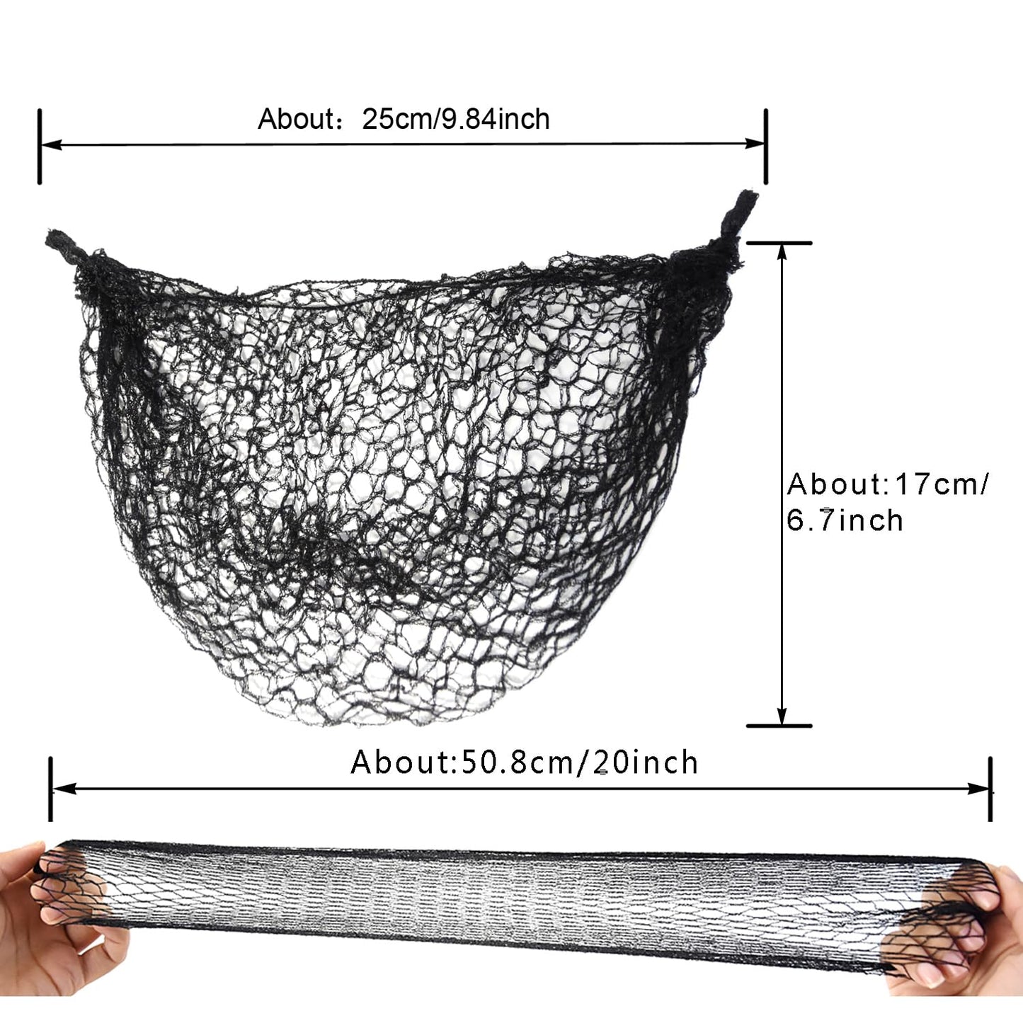 12 Pcs Thicker Hair Net Black Invisible Elastic Edge Mesh Wig Net Reusable Hair Net for Women Hair Bun Food Service Ballet (20 I