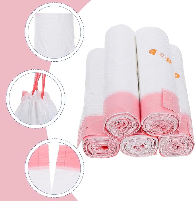 75pcs Disposable Drawstring Garbage Bags Thickened Plastic Waste Sacks for Home Kitchen Bathroom Large Capacity White Refuse Liners for Living Office