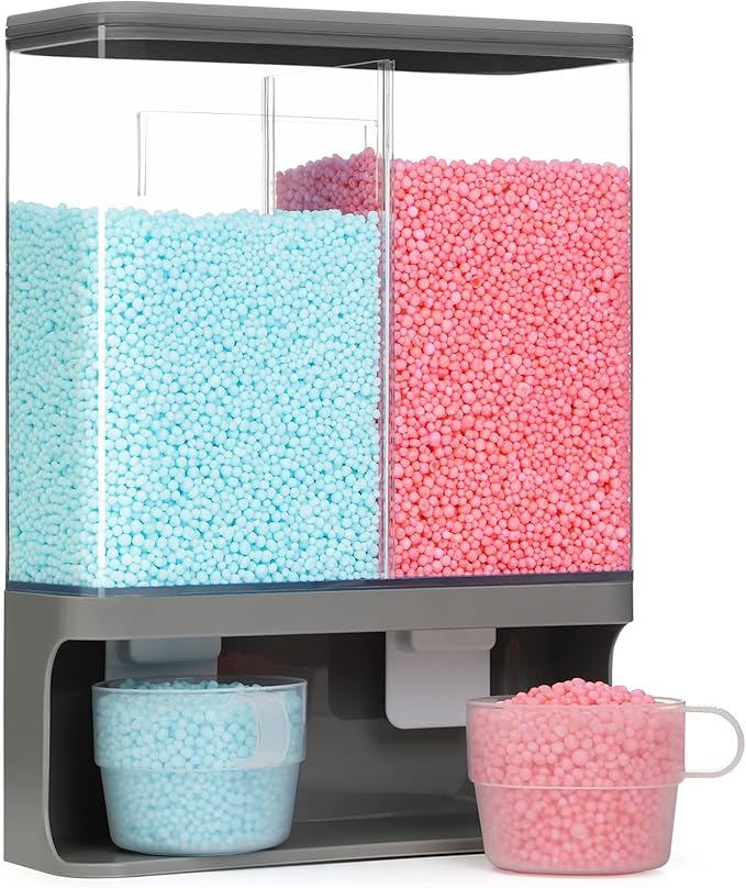 Conworld Laundry Detergent Dispenser, Wall-Mounted Scent Booster Beads Dispenser for Laundry Room Organization and Storage, Rice Dispenser, Suitable for Laundry Beads, Grey