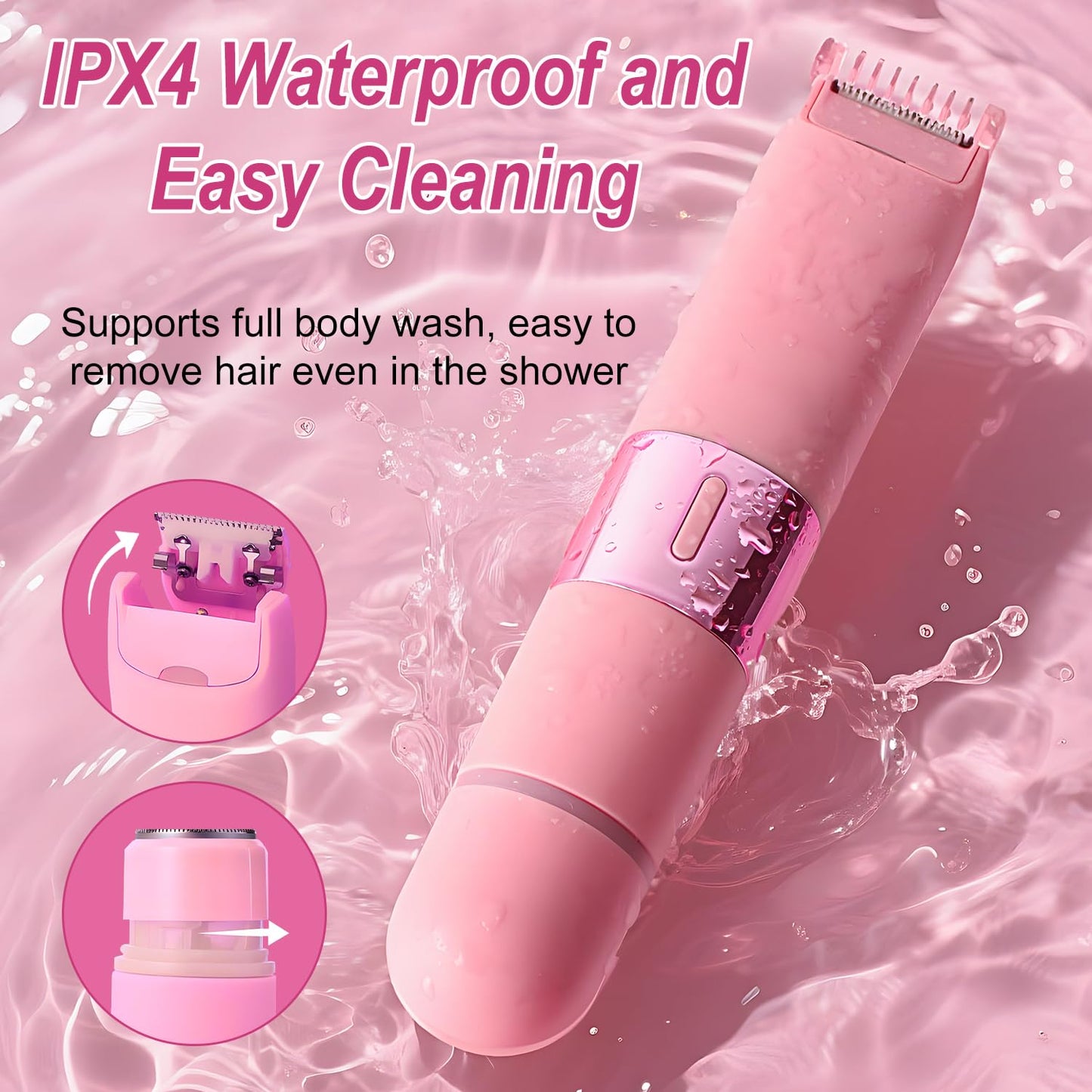 Dermave Bikini Trimmer Razors Shaver for Women,2-in-1 Waterproof Electric Dual Ceramic Head Shaver,IPX7 Waterproof Rechargeable