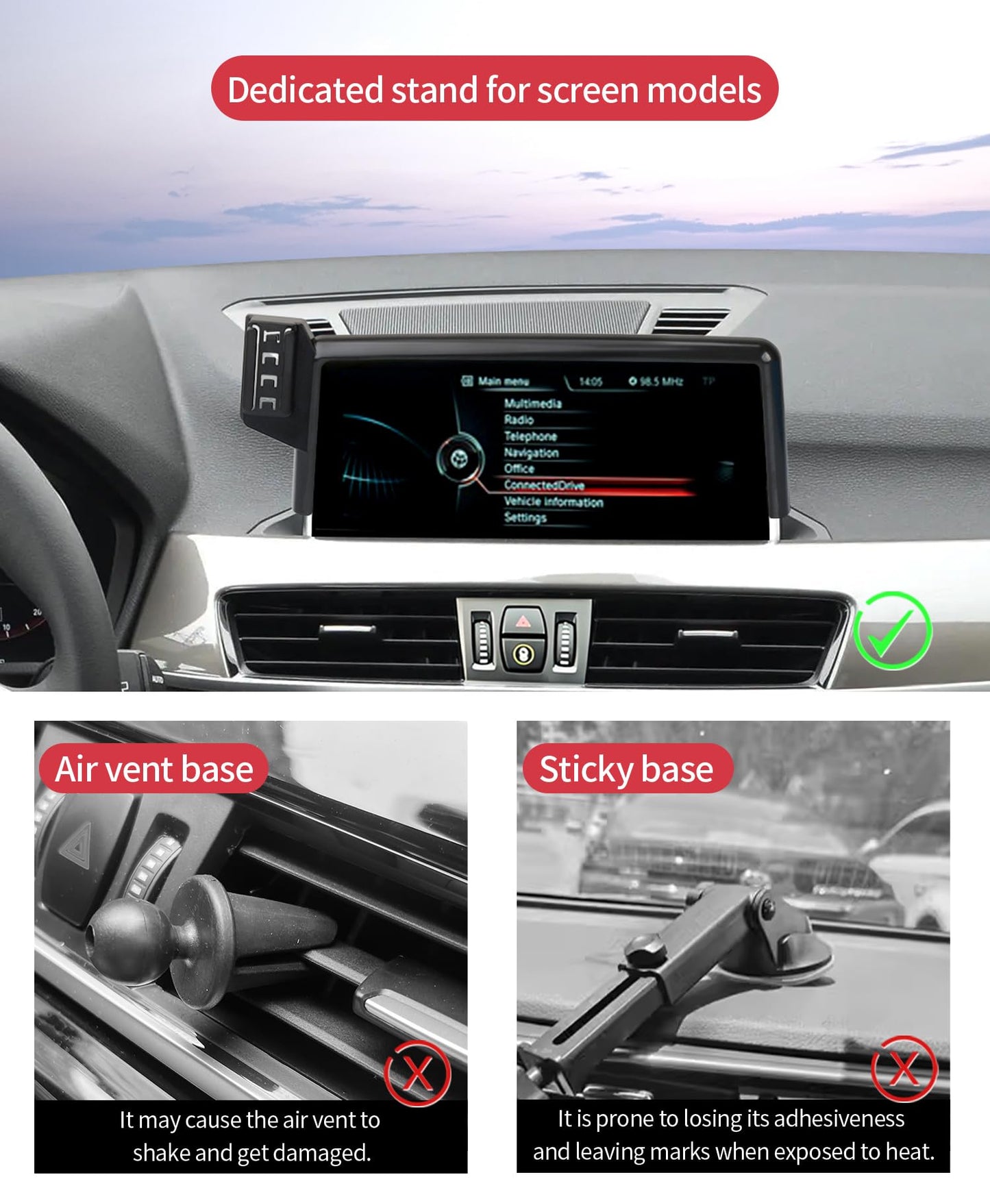 Masergogo Car Phone Holder For 2016-2022 Bmw X1 / 2018-2023 Bmw X2, 360 Rotation, 8.8 Inch Screen Fixed Clip, Auto Accessories N