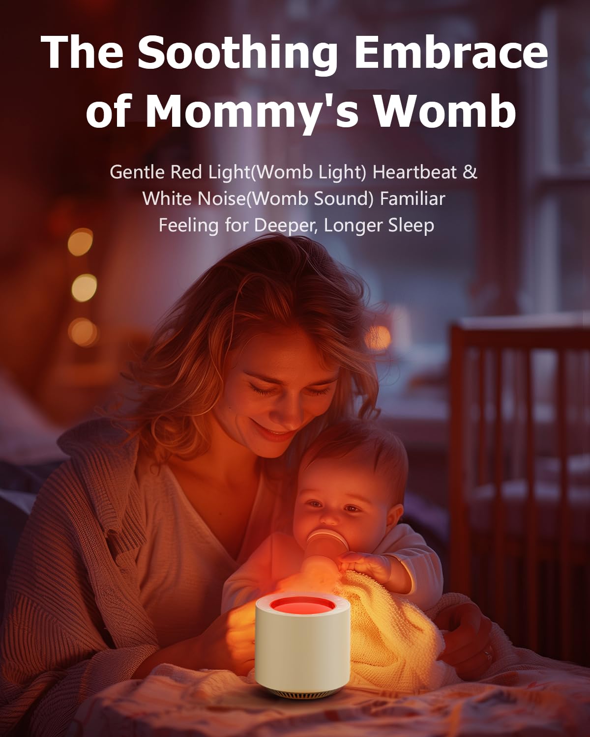 PureNurt White Noise Machine: Red Light Therapy Sleep Sound Machine with 38 Soothing Sounds & Calming Womb Soother Shusher, Memory Function, Dimmable Nursery Night Light with Timer for Baby Adult Gift