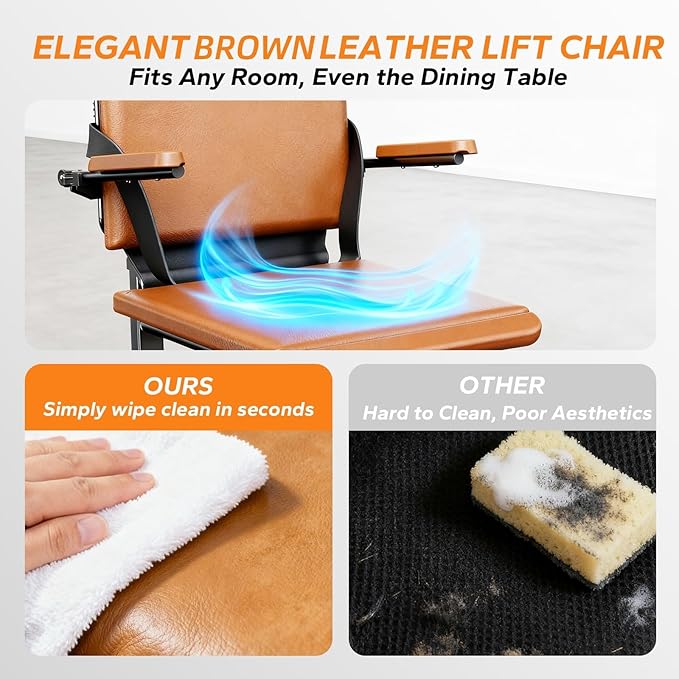 MediHoist Steel Electric Floor Lift Chair with Wheels and PU Cushion, Floor Lift for Elderly, 440 LBS Capacity, Seat Belts and Handrails, Suitable for Home Use