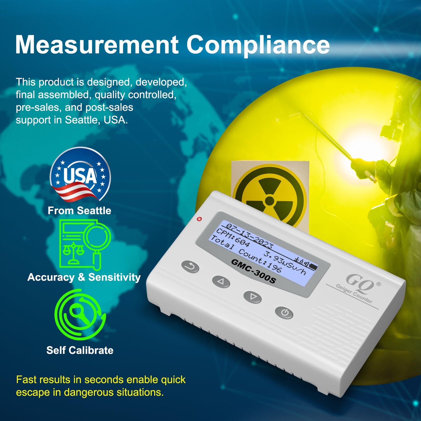GQ GMC-300S Digital Nuclear Radiation Detector Monitor Meter Geiger Counter Radiation Dosimeter