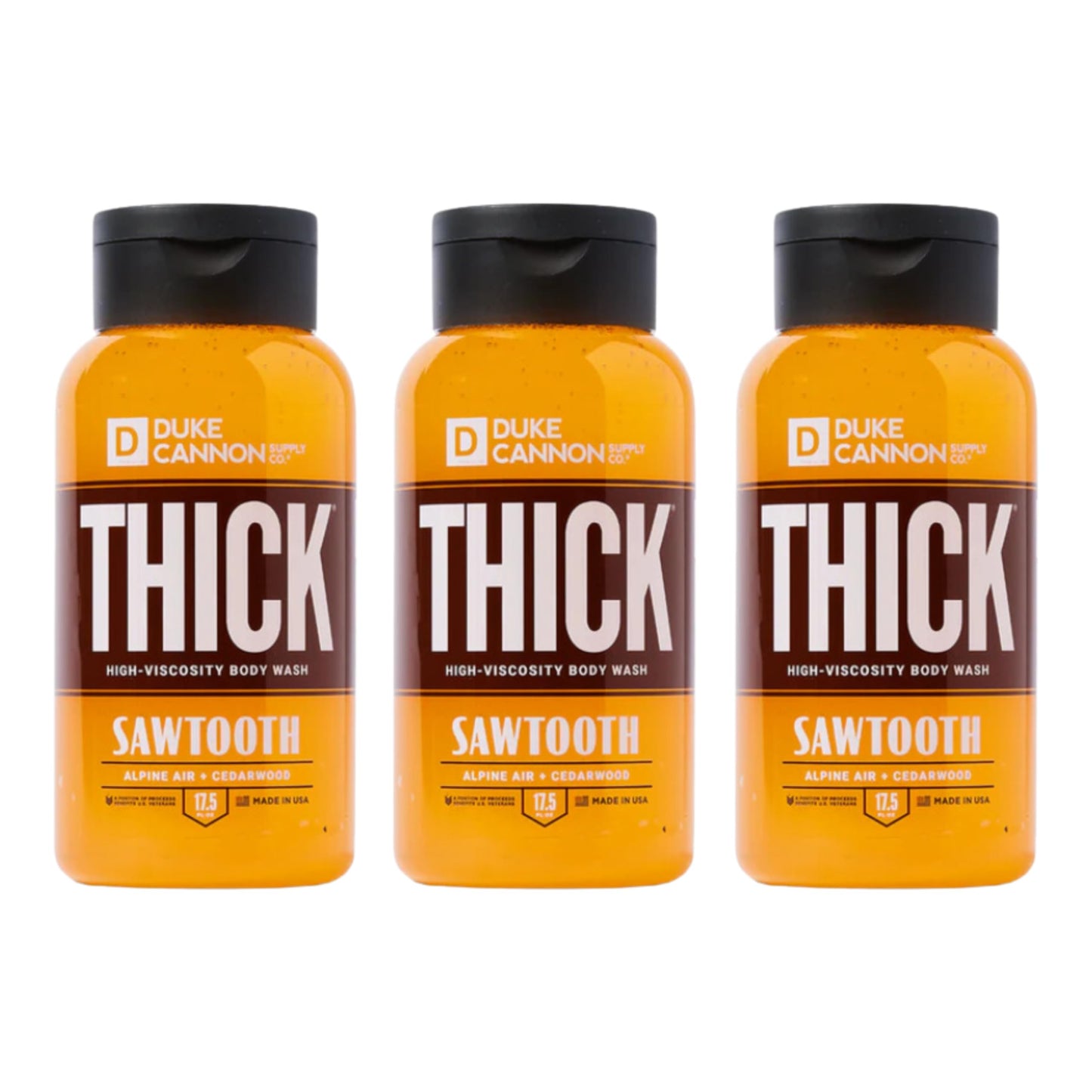 Duke Cannon Thick High Viscosity Body Wash - Sawtooth, Alpine Air and Cedarwood Scent, 17.5 oz (Pack of 3)