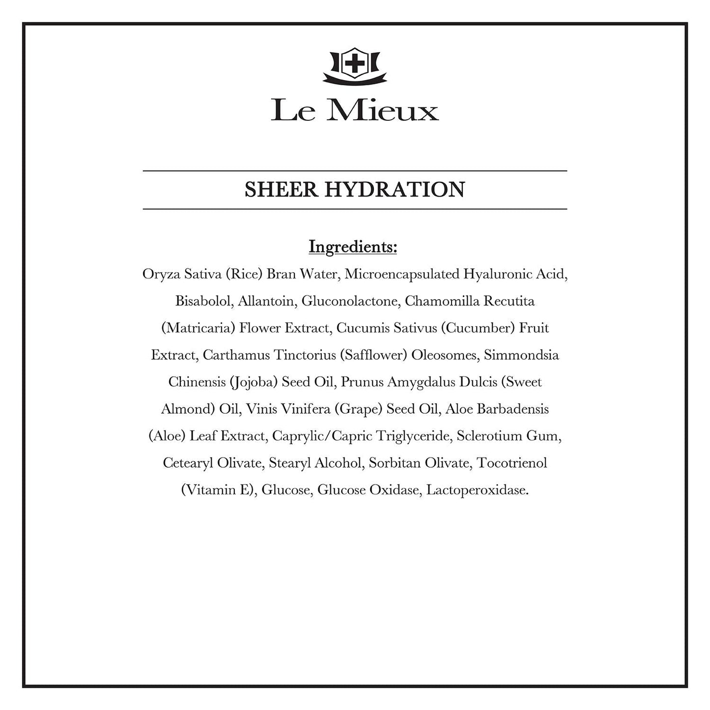 Le Mieux Sheer Hydration - Whipped Gel Cream Face Moisturizer with Micro-Encapsulated Hyaluronic Acid, Lightweight Facial Lotion