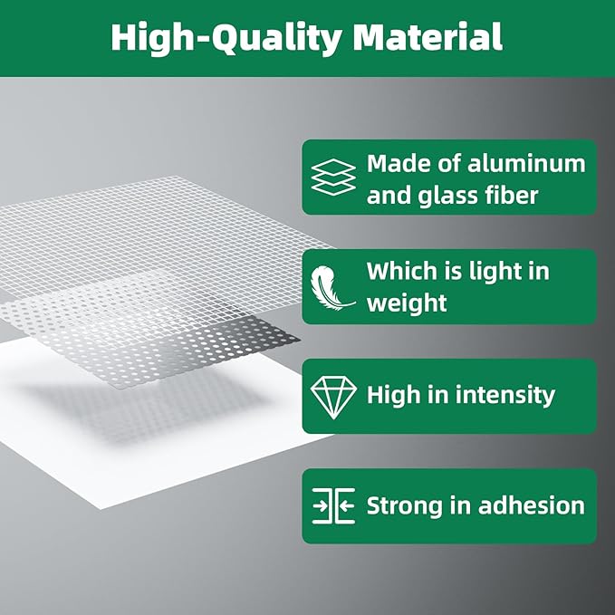 Premium Aluminum Wall Repair Patch Kit, 18 Pieces Self-Adhesive Mesh Repair Patches for Drywall, Multiple Sizes 8/6/4/2 Inch, Meet Your Needs for Repairing Damaged Walls or Ceilings