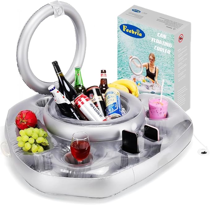 Pool Inflatable Floating Can Beverage Cooler for Swimming, Boating, Tubing