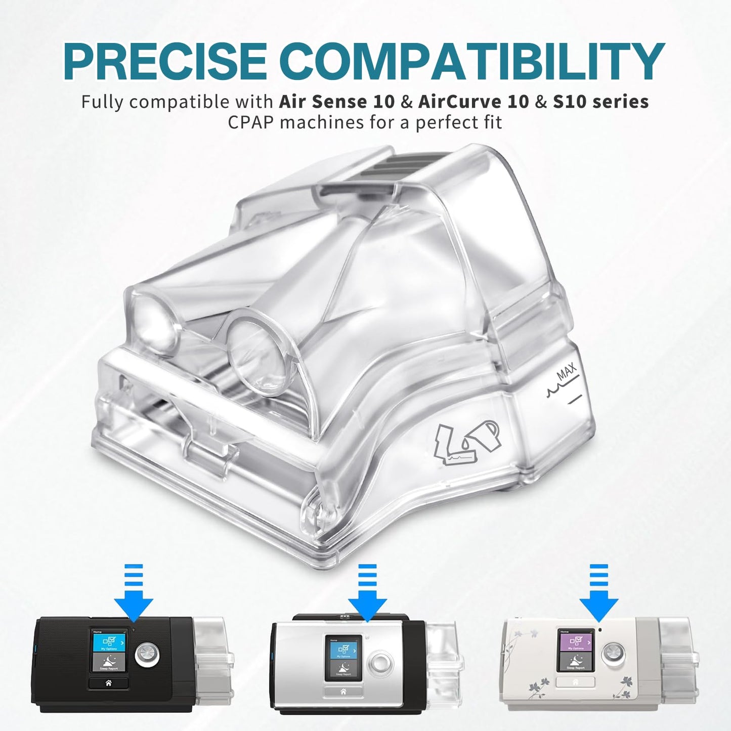 Replacement Water Chamber Compatible with AirSense 10 and Aircurve 10, Perfect Fit and Reliable Water Tank, with 10 Packs Filters Compatible with AirSense 10 & AirCurve 10 CPAP Machines
