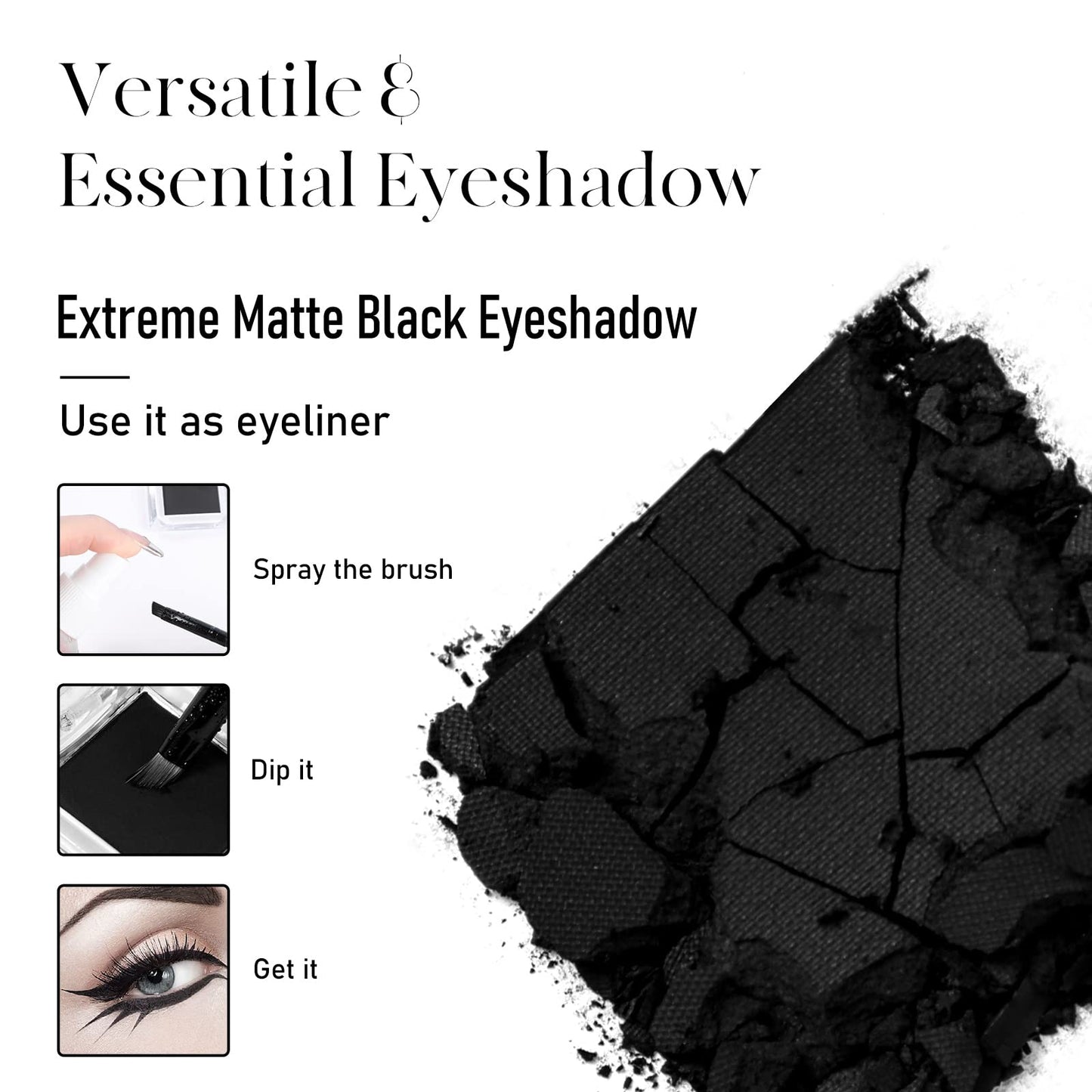 BEPHOLAN 2 PCS Single Matte Black White Eyeshadow Palette,Eyeliner Powder Goth Makeup Eyeshadow,Gothic Vampire Makeup Kit