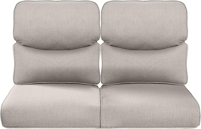 ACTREST Pop 22x25/22x24 Outdoor Seat Cushions Set of 2 - Comfortable High Back Water-Resistant Patio Wicker Chairs Cushion for Dining Rocker Glider Loveseat Couch Sectional Sofa - Beige/Smile