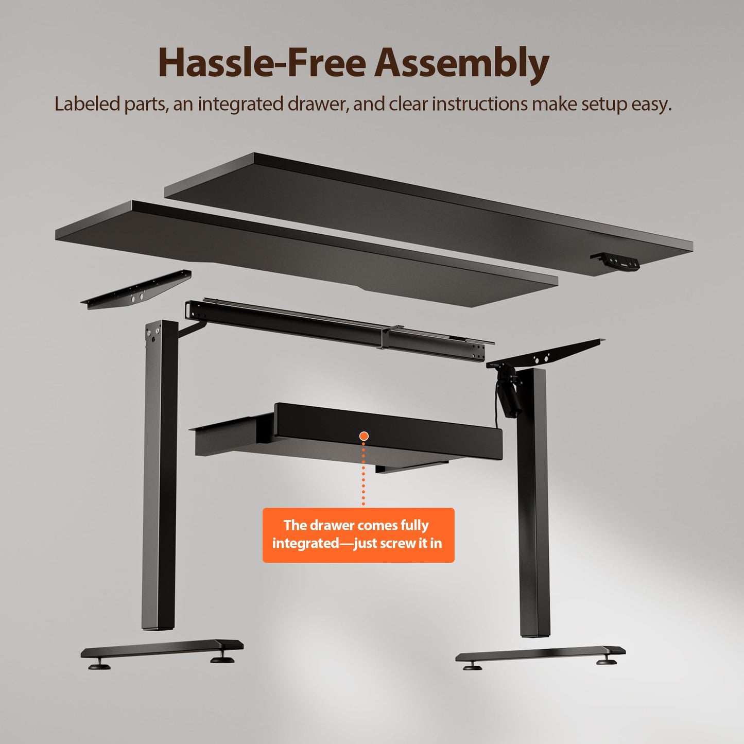 Agilestic Electric Standing Desk with Drawers, 47.8 x 24 Inches Height Adjustable Desk, Stand up Computer Table with Memory Preset, for Work Office Home, Black