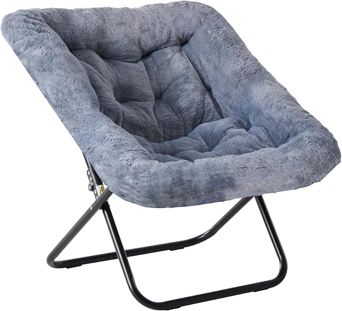 DUMOS Comfy Chair for Adults, Soft Faux Fur Folding Lounge for Bedroom Living Room Dorm Rooms Flexible Reading Chair for T...