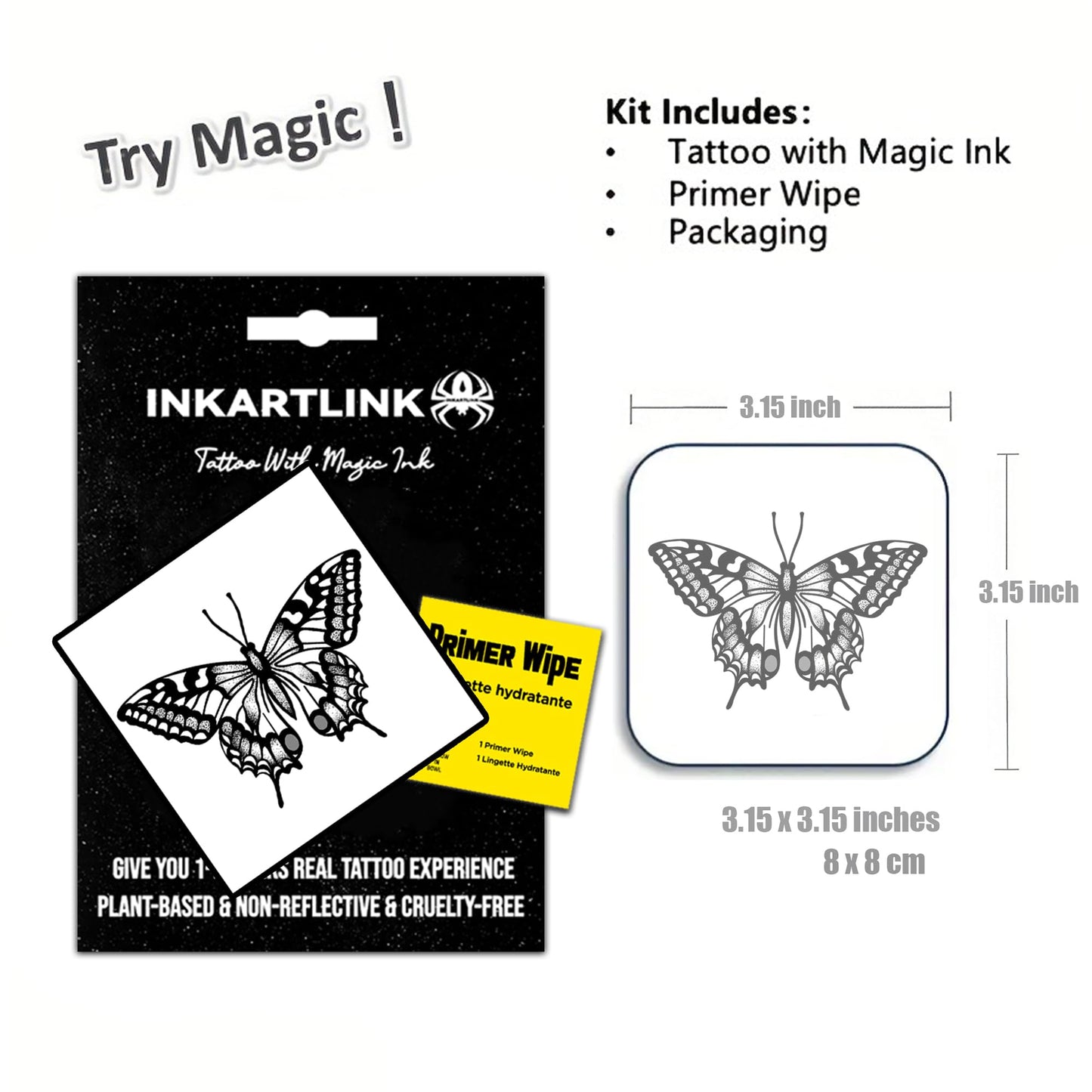 INKARTLINK semi-permanent temporary tattoo, gift for girls, butterfly tattoo for cute and sweet girls, waterproof and non-reflec