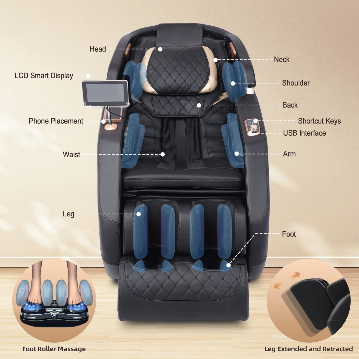 LIULINREST 2026 4D Massage Chair Full Body, Zero Gravity Massage Chair with SL-Track & Heating, Massage Shiatsu Recliner Chair with Smart Voice Control, Touchable Screen, Airbags, Foot Rollers (BLACK)