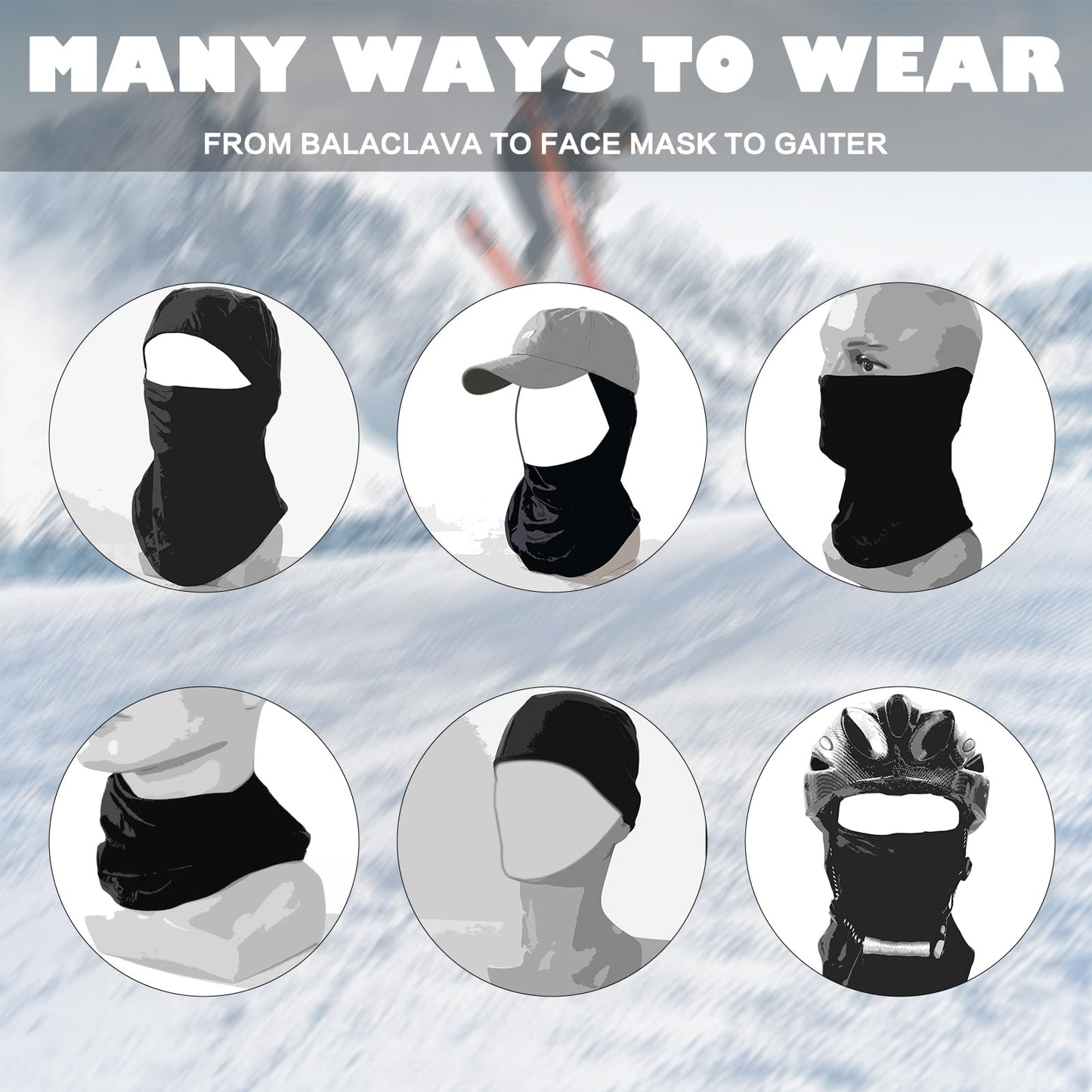 Achiou Balaclava Face Mask, Ski Mask for Men Women Football, Lightweight Sheisty, Ninja Shiesty Sun Hood UV Protector Cycling Black