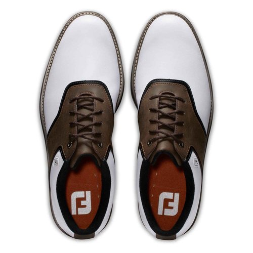 FootJoy Men's FJ Originals Previous Season Style Golf Shoe, White/Brown, 11.5