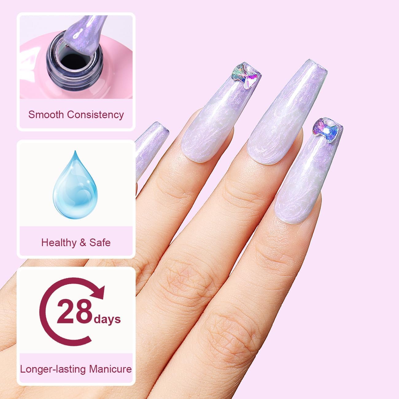 AIMEILI Hema Free Pearl Gel Nail Polish, Shimmer Mermaid Nail Gel Soak Off U V Gel Polish - (171) 10ml