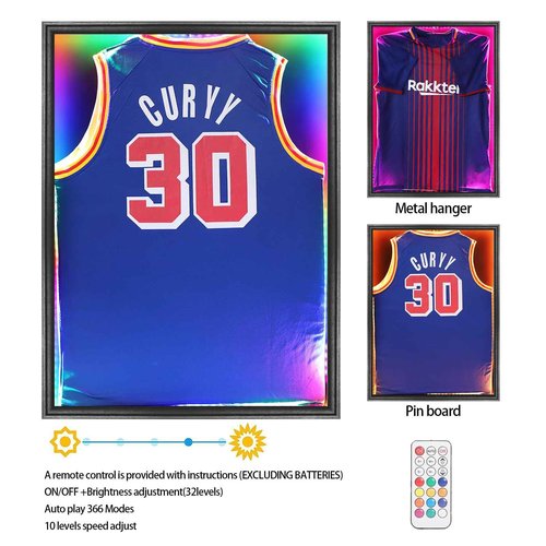 Jersey Frame Display Case, Large Lockable Shadow Box Sports Jersey Frame with 98% UV Protection Acrylic and 2 Hanger for Baseball Basketball Football Soccer Hockey Shirt,Uniform, Graduates Black