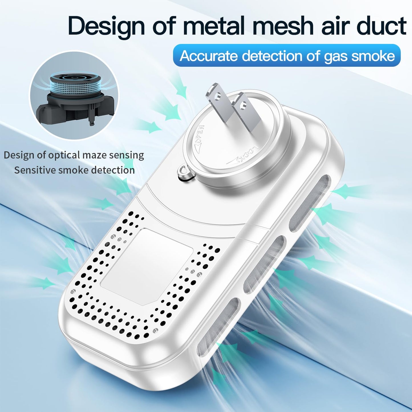 HAKINAKU 2-Pcs 4IN1 Plug in Smoke & Carbon Monoxide Detector Combination Builti-in 2000 mAh Backup Battery HD Screen [Smoke CO Temp Humidity Sensor] Alarm for Home Travel Hotel Indoor (White)