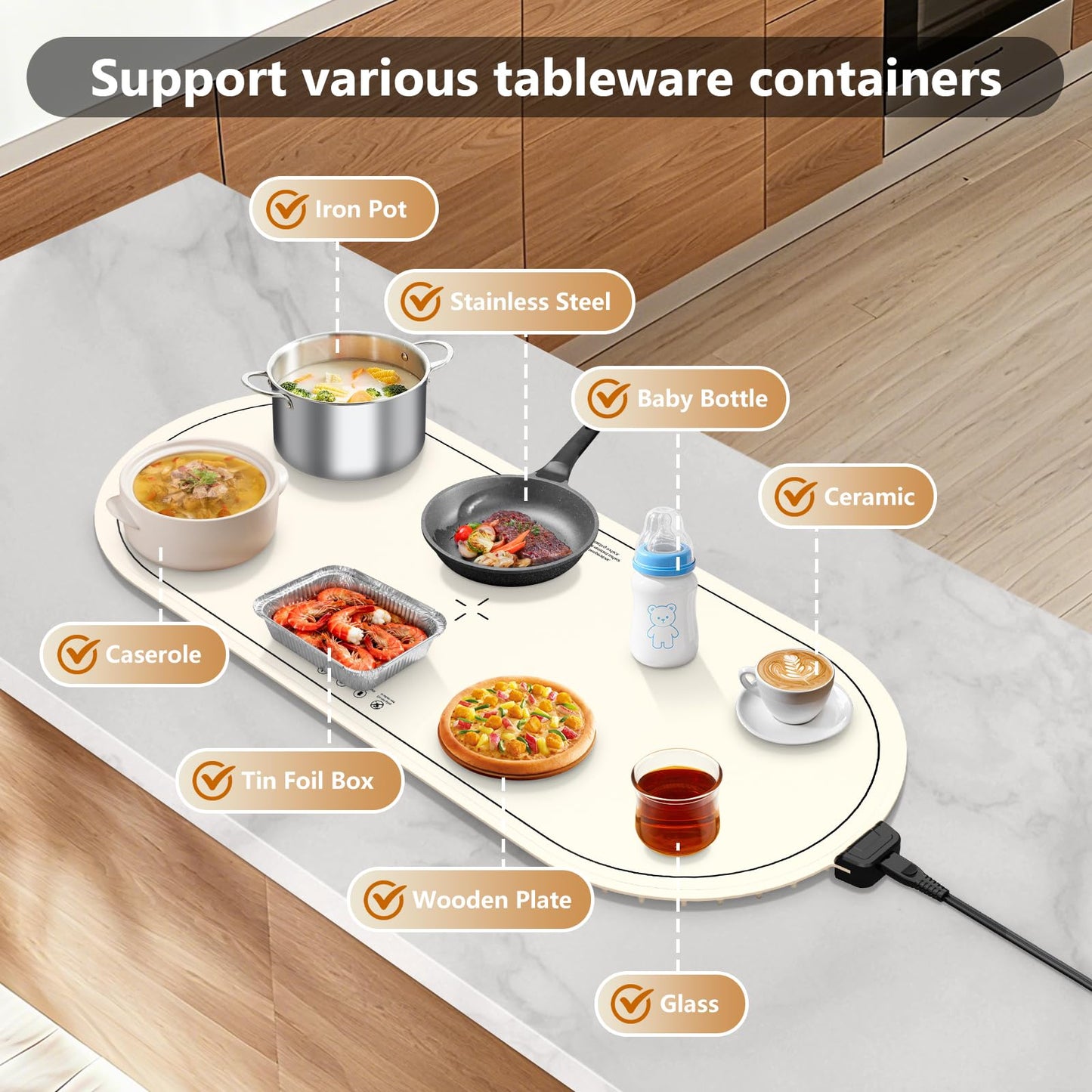 Warming Mat for Food Extra Large,36"x15" Food Warming Mats for Countertops, Parties, and Daily Use with Timer and 3 Temperature Levels