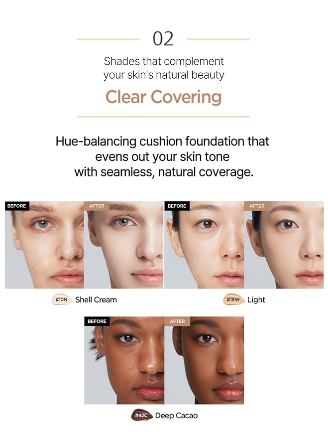 JUNG SAEM MOOL Essential Skin Nuder Cushion 30C Cinnamon 0.49 Fl Oz, No Refill, Natural Radiant Finish Cushion Foundation with Buildable Coverage, Lightweight Texture, Korean Foundation Makeup