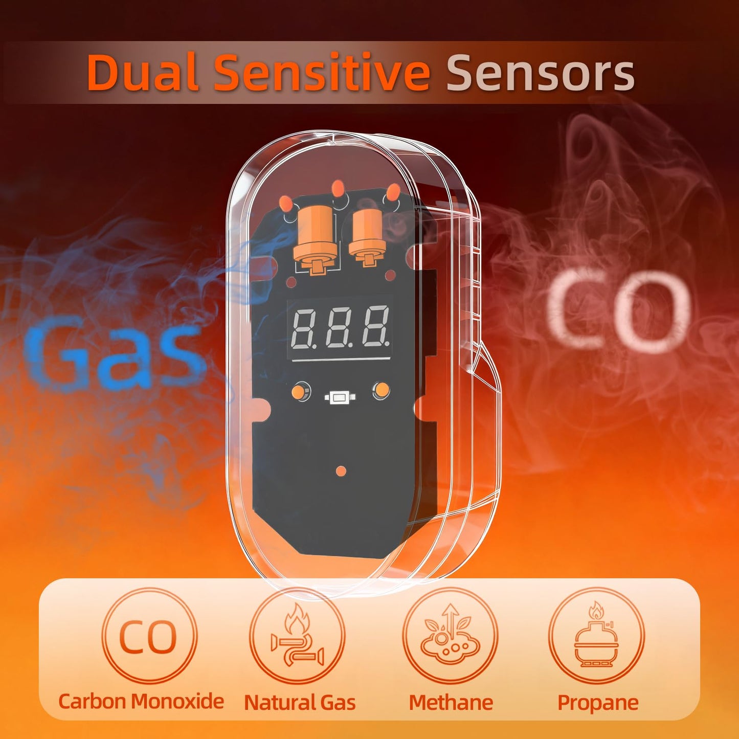 Firlarm Gas and Carbon Monoxide Detector Plug-in, Portable 2-in-1 Natural Gas Leak Alarm & CO Detector with LED Digital Display, Loud 85dB Alert for Home, Kitchen, Garage, Apartment, and Travel Use
