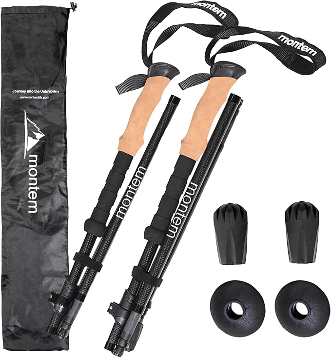 Montem Ultra Strong Collapsible Trekking Poles – Ultra Durable, Weather-Resistant, Adjustable Folding Hiking & Walking Sti...