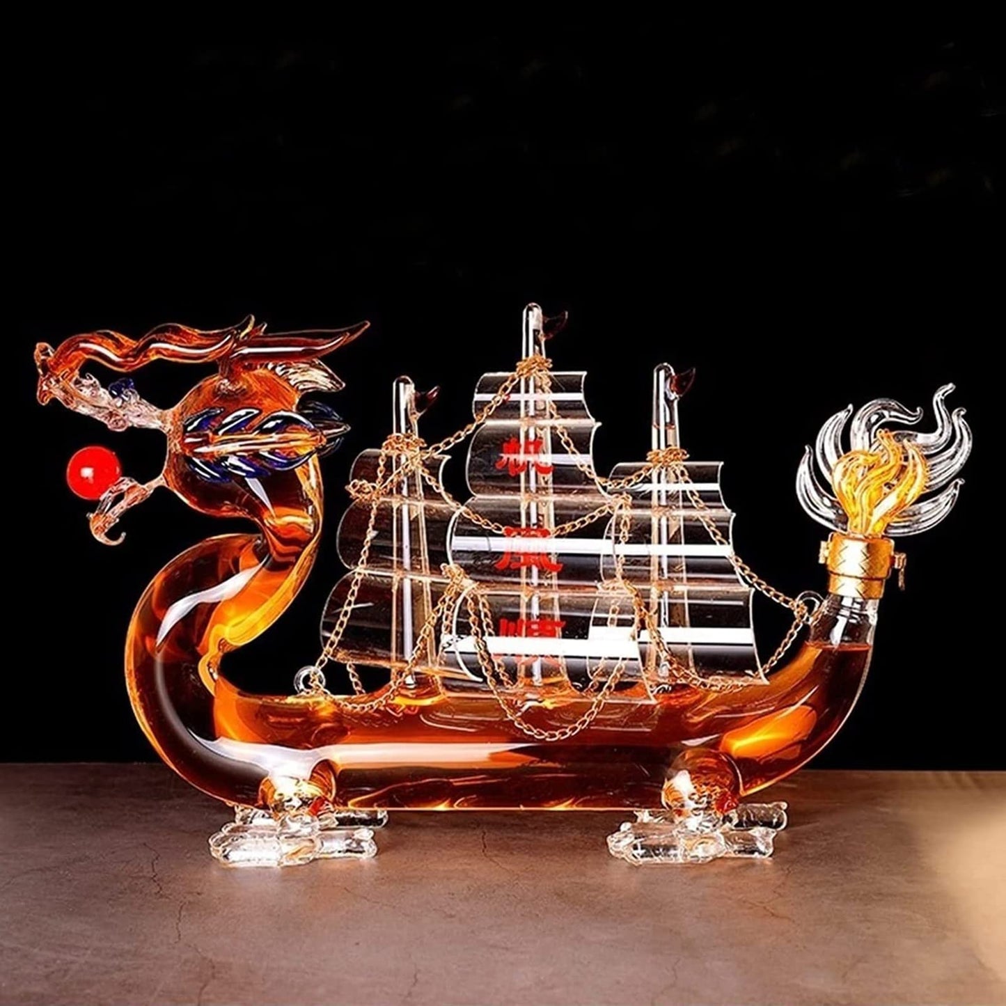 QQXX Dragon Zodiac Bottle Whiskey Decanter,Large Reusable Chinese Dragon Boat Wine Decanter,Zodiac Shape Whiskey Decanter for Liquor Scotch Bourbon