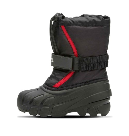 SOREL Children's Flurry Boot - Black, Bright Red - 8